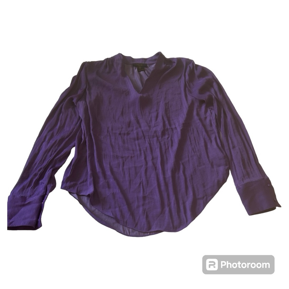 Rachel rachel roy long sleeve purple blouse v neck silky fabric